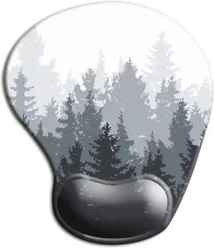 Ergonomic Mouse Pad with Wrist Support Gel Mouse Pad with Wrist Rest Comfortable Computer Mouse Pad for Laptop Pain Relief Mousepad with Non-Slip Rubber Base 9 x 10 in Fog Forest