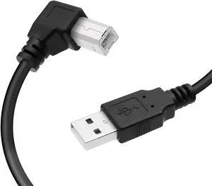 USB Printer Cable 90 Degree USB 2.0 A Male to B Male Printer  USB B Cable Cord with 480Mbps High Speed Printing 1.5M(Right Angle)