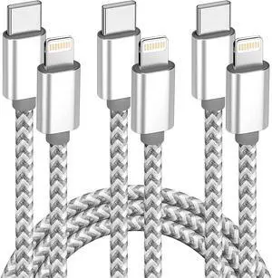 USB C to Lightning Cable 3Pack 6 FT  MFi Certified iPhone Fast Charger Type c to Lightning Cable Nylon Braided iPhone Cord for iPhone 13 12 11 Pro Max Xr Xs 8 7 6 Plus and More
