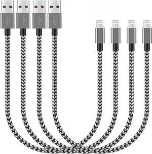 Short i-Phone Charger Cable 4Pack 1FT USB A to Lightning Cable Braided Fast Charging for iPhone 14 13 12 11 Pro Max/XS XR Max 8 7 6 Plus/ Pad for Car