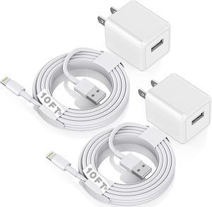 iPhone Charger 10ft, [Apple MFi Certified] Long Lightning Cable Data Sync Charging Cords with USB Wall Charger Travel Plug Adapter for iPhone 13 12 11 Pro Max/SE 2020/X/XR/8/7/6/iPad and More(2Pack)