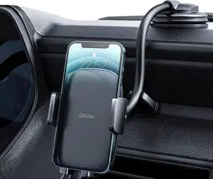 Cell Phone Holder for Car Phone Mount Long Arm Dashboard Windshield Car Phone Holder Anti-Shake Stabilizer Phone Car Holder Compatible with All Phone Android Smartphone Black