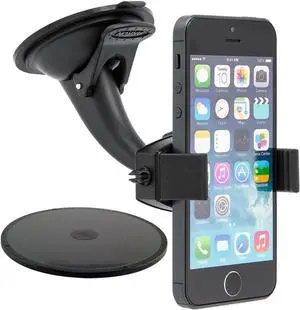 ARKON Mounts Suction Cup Phone Holder, Works on Dash and Windshield, Strong Spring-Loaded Holder, Adjustable Arm, Sticky Dash Suction, Compatible with iPhone, Galaxy, Pixel and More