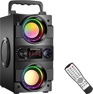 40W(60W Peak) Portable Bluetooth Speakers with Subwoofer Wireless Stereo Rich Bass Boombox with LED Lights Outdoor Home Party Speakers Support FM Radio Remote Control AUX EQ