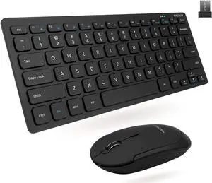 Macally Small Wireless Keyboard and Mouse Combo for PC - an Essential Work Duo - 2.4G - 78 Compact Key Cordless Mouse and Keyboard Combo with Mini Body and Quiet Click