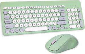 Arcwares Wireless Keyboard and Mouse Combo, Sweet Green Cute Keyboard, 2.4G USB Ergonomic Full-Sized Mute Keyboard for Computer, Laptop, PC Desktops, Mac