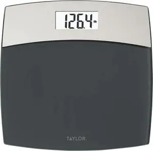 Taylor Digital Scales for Bodyweight Mixed Metal with Brushed Stainless Steel, 440 LB Capacity, Bathroom Scale, White Backlight Readout, Highly Accurate Digital Bathroom Scale