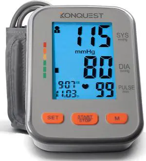 Konquest KBP-2704A Blood Pressure Monitor  Automatic Upper Arm BP Machine with Large Cuff (8.516.5 in), Backlit Display, Digital, Irregular Heartbeat Detector  Tensiometro for Home Use
