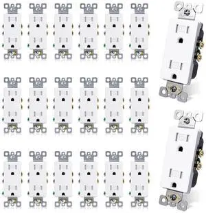 ELEGRP 15 Amp Tamper Resistant White Electrical Wall Outlet, 125V, UL Listed, 20 Pack