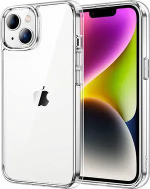 Case for iPhone 14 6.1-Inch Non-Yellowing Shockproof Phone Bumper Cover Anti-Scratch Clear Back (Clear)