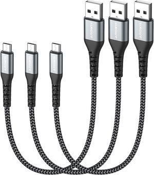SUNGUY Micro USB Cable 1FT[3Pack] Short Braided USB 2.0 Micro Fast Charging and Data Sync Cord for Samsung Galaxy S7 Edge S6,Moto G5 G5S Plus,Sony Xperia Z3 Z5