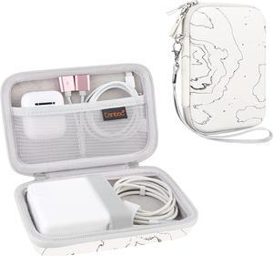 Canboc Carrying Case for MacBook Air Pro Charger MagSafe/MagSafe 2 Power Adapter, iPhone 14/14 Pro MagSafe Charger, USB C Hub, Type C Hub, USB Multiport Adapter, Hard EVA Bag, White