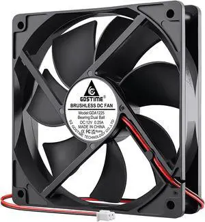GDSTIME Dual Ball Bearings 120mm x 120mm x 25mm 5 inch 12v Brushless DC Cooling Exhaust Fan, For Desktop