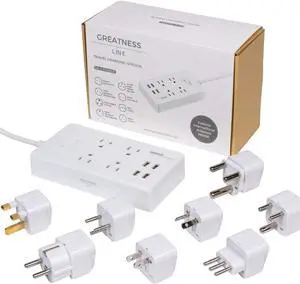 GR-8 Power Compact & Slim Travel Charging Station - International Power Adapter - Surge Protector - Power Strip with 4 Intelligent USB - Free Bonus Included GR-8 Power Compact & Slim Travel Charging Station - International Power Adapter - Surge Protector - Power Strip with 4 Intelligent USB - Free Bonus Included