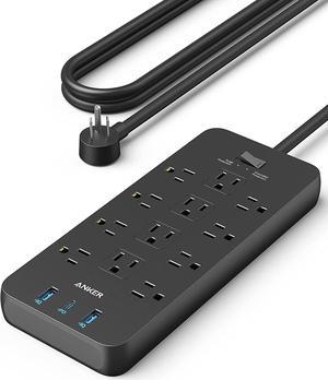 Anker Power Strip Surge Protector 2100J 12 Outlets with 2 USB A and 1 USB C Port for Multiple Devices 5ft Extension Cord 20W Power Delivery Charging for Home Office Dorm Essential TUV Listed