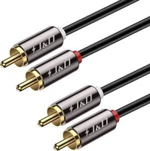 2 RCA M/M Stereo Audio Cable Gold-Plated 2RCA Male to 2RCA Male Copper Shell Auxiliary Audio Cord for Home Theater HDTV Amplifiers Hi-Fi Systems Speakers RCA Audio Cables 3 Feet