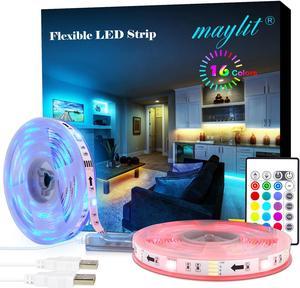 Maylit Led Strip Lights, 20FT USB Led Light Strip Kit with Remote, RGB 5050 Color Changing Led Lights for Tv Backlight, Bedroom, Room, Home Decorations, 2 Rolls of 10 Feet