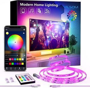 TV Led Backlight, ViLSOM 8.2ft Bluetooth App and Remote Control Led Lights for TV PC 32-60inch, Music Sync USB Led Strip Lights for TV Ambient, Bedroom, Gaming Room and Home Decoration