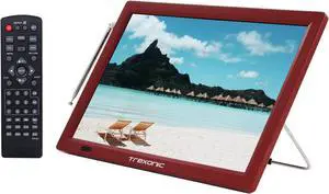 Trexonic TRX-14D 14 in. Portable Rechargeable LED TV with HDMI & SD-MMC - Red