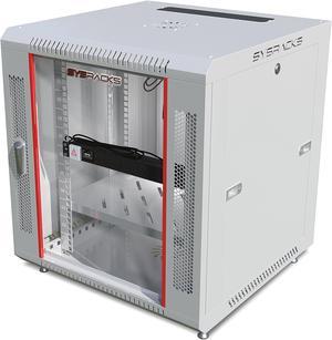 15U Wall Mount Server Rack Cabinet Network Locking Enclosure - 2 X Vented Shelf - Cooling Fan - 24" Depth Enclosed Lockable Server Network IT Box for 19" Equipment