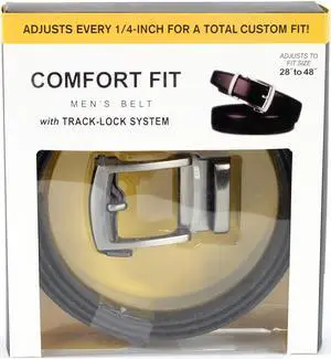 Comfort Fit Track Belt Adjustable for Custom Waistline 28 to 48 Inch - Black