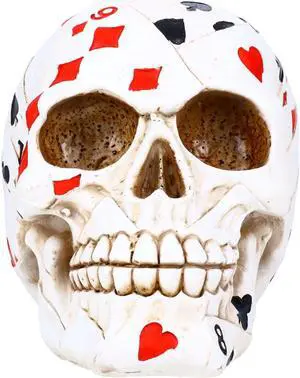 Resin Sugar Skull White Deck of Cards Design P714622 - Card Player Halloween Decoration Gothic DOD Skeleton Head Dia de los Muertos - Card Suits