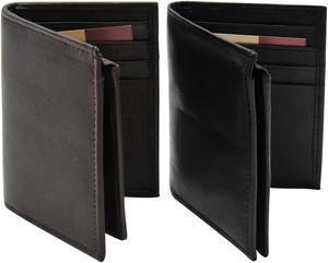 Mens Leather Bi-Fold Wallet with RFID Blocking L-Shaped Billfold BCO5654RFID