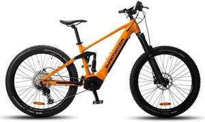 Hermes Saint Lithium Electric Power Assist Bicycle Mid Motor High Power Cassette 11 Speed 11-50T Long Range 18 Electric Power Softtail Speed Mountain Bike Hypersonic Orange