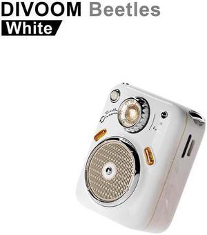 Divoom Beetles Mini Bluetooth Speaker with FM Radio,Cute Portable Outdoor Wireless Speaker ,Long Battery Life Support TF Card White