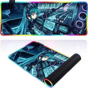 led Light Mouse pad pro,Hatsune Miku GZ102 Gaming RGB Mouse mat Large Leopard Mouse pad,Anime Waifu Extended Mousepad Oversized Gaming Anime Desk mat 11.8"*9.8"