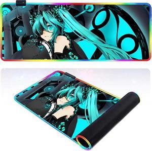led Light Mouse pad pro,Hatsune Miku GZ401 Gaming RGB Mouse mat Large Leopard Mouse pad,Anime Waifu Extended Mousepad Oversized Gaming Anime Desk mat 27.5×11.8 in.