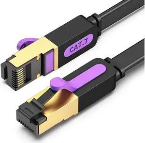 RJ45 Cable, Ethernet Network Cable Gigabit RJ45 LAN Wire High-Speed Patch Cord with Clips for Gaming, Switch, Modem, Router, Lan Cable (Black) 5 ft. CAT-7