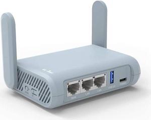 GL.iNet GL-MT1300 (Beryl) VPN Secure Travel Gigabit Wireless Router, AC1300 400Mbps (2.4GHz) + 867Mbps (5GHz) Wi-Fi, Pocket-Sized Hotspot, IPv6, Tor, MicroSD Slot, USB3.0 for Wi-Fi Repeater
