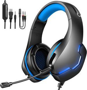 Wired Gaming Headphone Game Headset Professional Noise isolating Mic LED Lights Surround Sound Multi-Device Compatible for Switch, PS4/PS5, X-box One, PC, Mobile Phone Computer Laptop