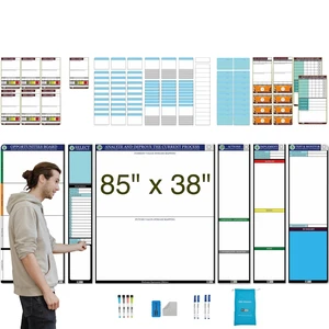 PMXBOARD Complete Kaizen Board Set, 6 Modular Magnetic Dry Erase Boards, 147 Reusable Kaizen Cards, Lean Continuous Improvement, Value Stream Mapping & KPI Tracking Kit PMXBOARD Complete Kaizen Board Set, 6 Modular Magnetic Dry Erase Boards, 147 Reusable Kaizen Cards, Lean Continuous Improvement, Value Stream Mapping & KPI Tracking Kit
