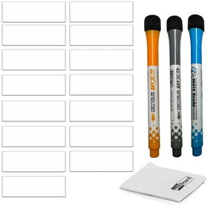 PMXBOARD Value Stream Magnetic Cards Type 3, 15 Reusable Magnetic Label Strips 0.8 x 2.5 in, Markers and Cleaning Cloth, Kaizen and VSM Labels PMXBOARD Value Stream Magnetic Cards Type 3, 15 Reusable Magnetic Label Strips 0.8 x 2.5 in, Markers and Cleaning Cloth, Kaizen and VSM Labels