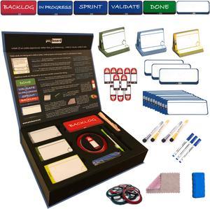 Agile Management Set Plus, Scrum Board, Kanban Board and Lean Board Full Agile Kit for Office, Home or School, Magnetic Cards Set - Agile Project and Program Management Full Tool Set, 156 Pieces