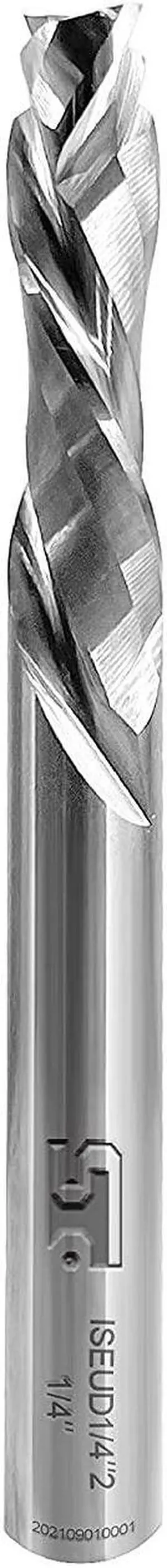 SPEED TIGER ISEUD Carbide Spiral Router Bits, Up Down Compression Bit, 1/4 Diameter, 1 Cutting Length, 2-1/2"OVL for Wood/Plywood/MDF/Oak/Aluminum -Made in Taiwan