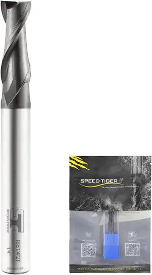 SPEED TIGER Micrograin Carbide Square End Mill - 2 Flute - ISE3/8 2T (1 Piece, 3/8") - for Milling Alloy Steels, Hardened Steel, Metal & More  Mill Bits Sets for DIYers & Professionals