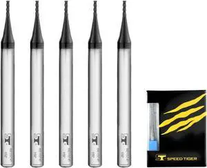 SPEED TIGER Micrograin Carbide Square End Mill - 4 Flute - ISE1/16 4T (5 Pieces, 1/16") - for Milling Alloy Steels, Hardened Steel, Metal & More  Mill Bits Sets for DIYers & Professionals