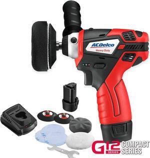 ACDelco G12 Series 12V Cordless 3" Mini Polisher Tool Set with 2 Li-ion Batteries, Charger, and Accessory Kit, ARS1212