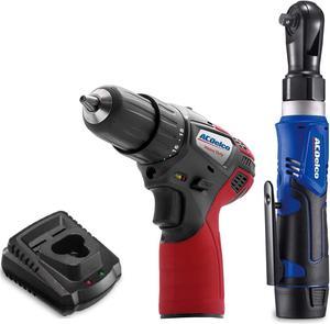 ACDelco ARW1209-K16 G12 Series 12V Li-ion Cordless 3/8 Ratchet Wrench & Compact Drill Driver Combo Tool Kit