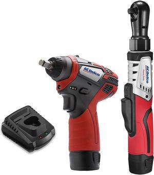 ACDelco ARW12103-K1 G12 Series 12V Cordless Li-ion 3/8 Brushless Ratchet Wrench & Impact Wrench Combo Tool Kit with 2 Batteries