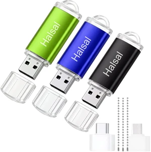 USB Flash Drive with Type-C & Micro USB Adapters, 3-in-1 Thumb Drive Memory Stick for Laptop, Android Phone, Tablet and Industrial Machine, Blue & Black 16GB 3PACK USB Flash Drive with Type-C & Micro USB Adapters, 3-in-1 Thumb Drive Memory Stick for Laptop, Android Phone, Tablet and Industrial Machine, Blue & Black 16GB 3PACK