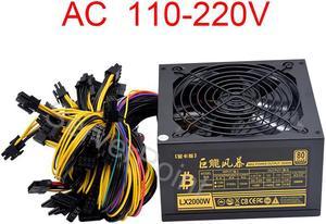 AC110-220v ATX Pc 2000W Power Supply 8 Graphics Card Ethereum ETH BTC Mining Antminer PSU for US CA BR Voltage