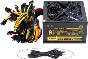 Asic Bitcoin New Gold Power Supply 2000W Plus ETH Supply ATX Mining Machine Supports 6 GPU Cards Support for Ethereum S9 S7 L3 Rig Mining for Bitcoin Miner 110V-220V