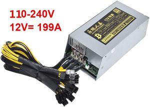 2000W ETH Mining Rig Power Supply 2U Single Channel Miner GPU PSU 10x6Pin Efficiency Device for BTC Antminer S7 S9