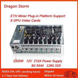 ETH Miner Platform Built-in B85M 65MM Card Distance Motherboard/2500W PSU/8g RAM/128G SSD/4 fans Thickened Chassis Support 8 GPU