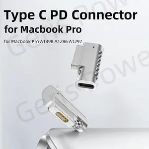 Laptop Power Adapter Connector for MacBook Pro 15 17 A1398 A1424 100W Type C PD to Magsaf* 2 Magnetic Fast Charge Converter