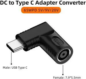 7.9*5.5mm to USB Type C Dc Adapter Charger Connector Converter for Macbook Redmi OPPO 65W USB Type C PD Adapter
